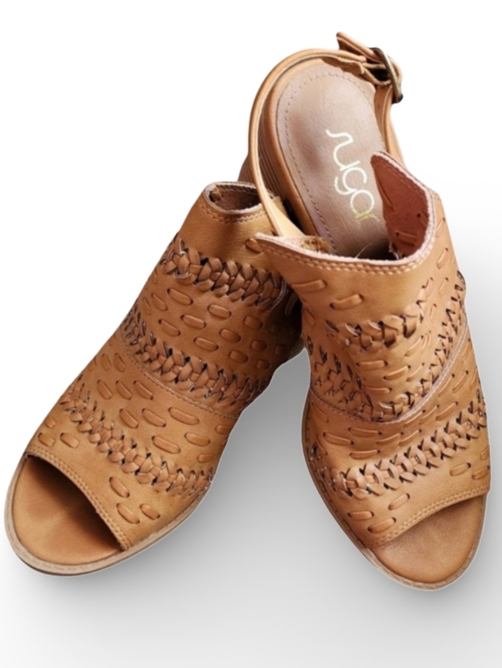 Sugar Tan Block Heel Shoes Women's Size 8.5‎